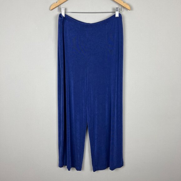 Chicos 3 Travelers Pants Womens XL Blue Slinky Cropped Pull On Stretch Wide Leg - Picture 1 of 11